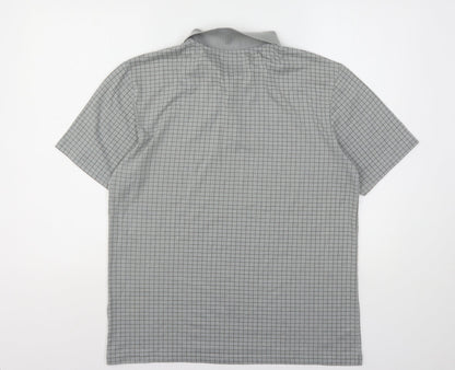 Slazenger Mens Grey Check Polyester  Polo Size M Collared