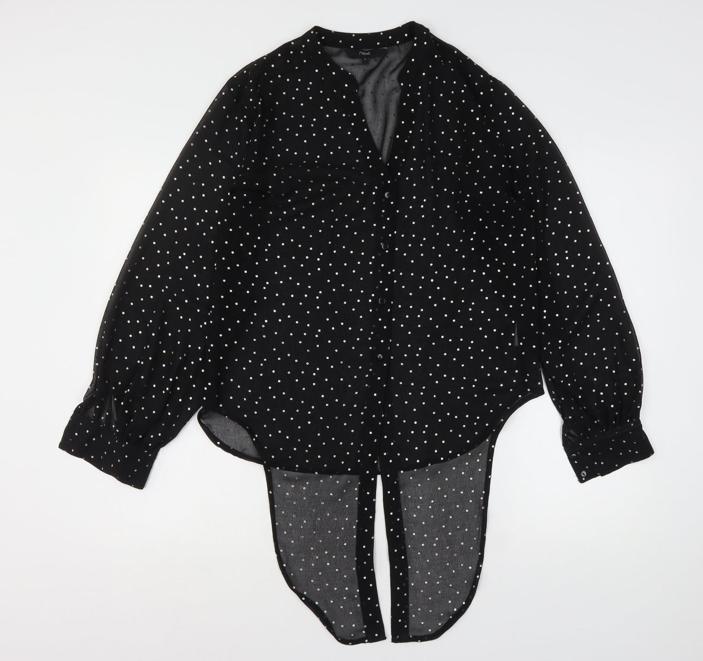 Womens UK Size 8 NEXT Black Basic Button-Up