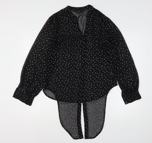 Womens UK Size 8 NEXT Black Basic Button-Up