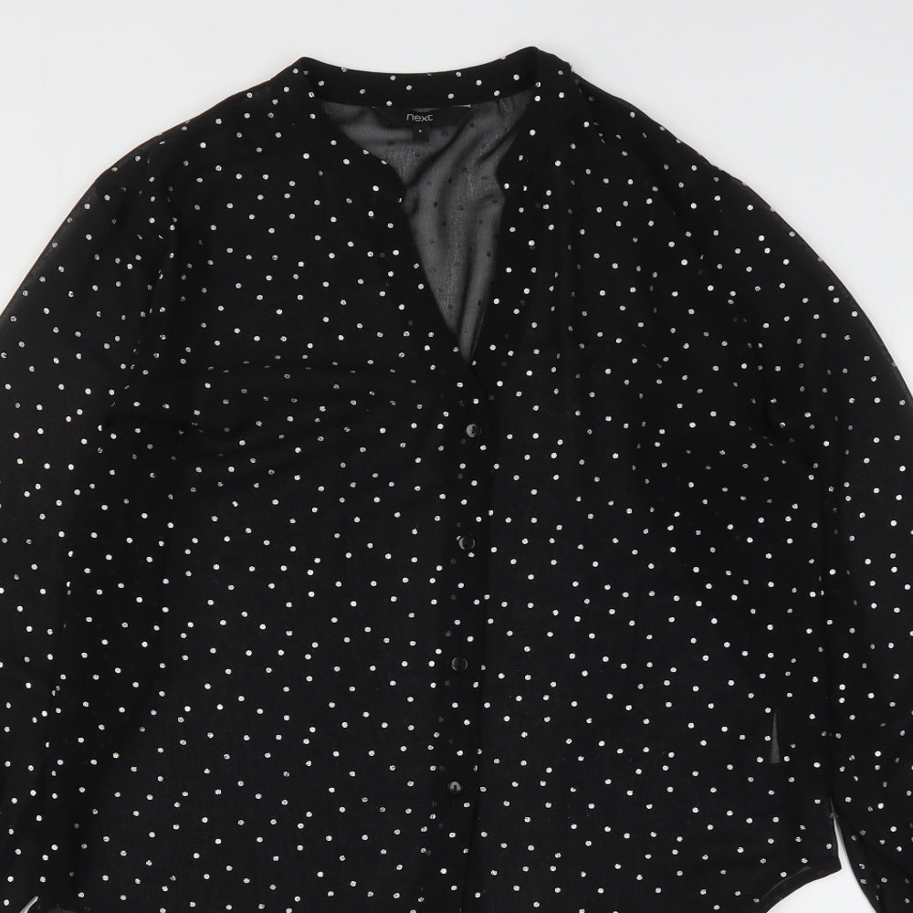 Womens UK Size 8 NEXT Black Basic Button-Up