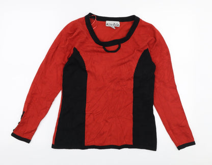 Womens UK Size S Marble Orange Pullover Jumper