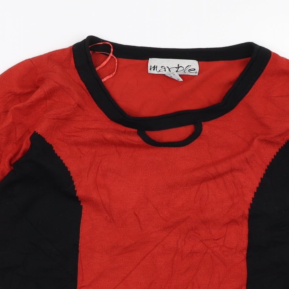 Womens UK Size S Marble Orange Pullover Jumper
