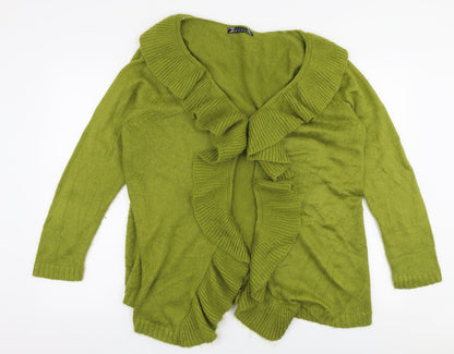 Joanna Hope Womens Green V-Neck  Acrylic Cardigan Jumper Size 14