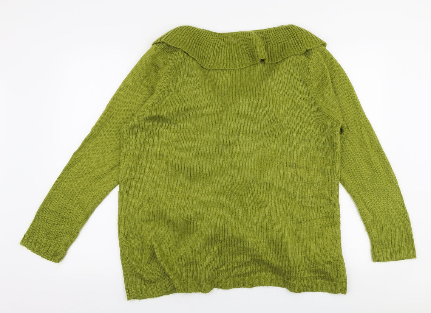Joanna Hope Womens Green V-Neck  Acrylic Cardigan Jumper Size 14