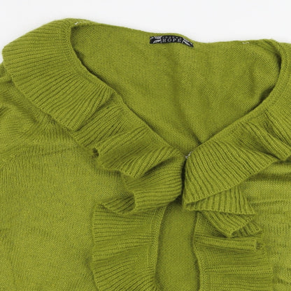 Joanna Hope Womens Green V-Neck  Acrylic Cardigan Jumper Size 14