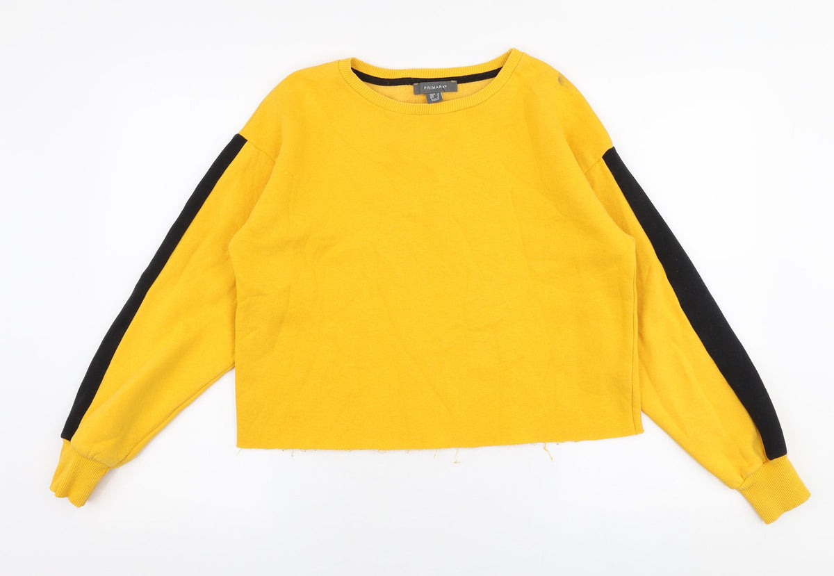 Primark Womens Yellow  Cotton Pullover Sweatshirt Size 8  Pullover