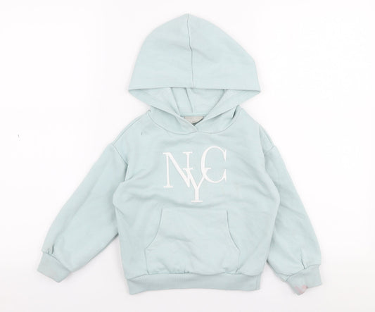 Matalan Girls Blue  Polyester Pullover Hoodie Size 4 Years  Pullover - NYC