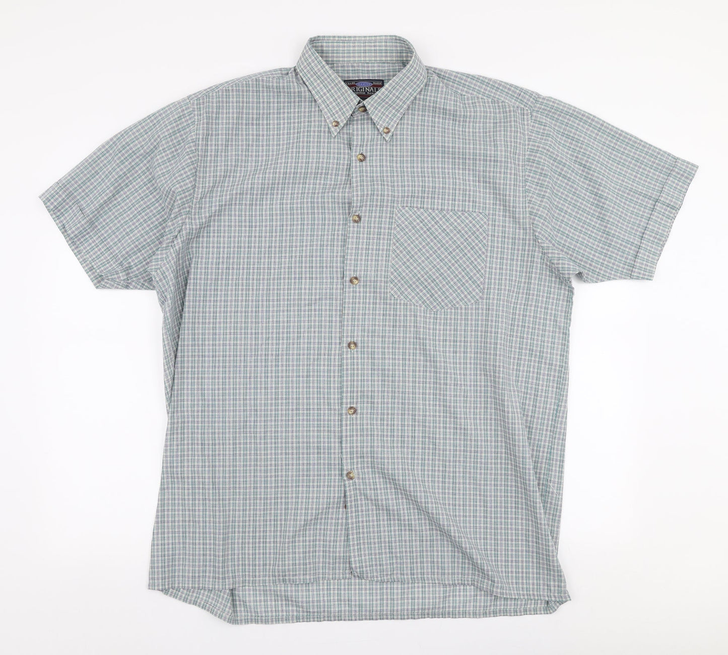 Mens UK Size L Originals Blue  Button-Up Short Sleeve Casual Shirt