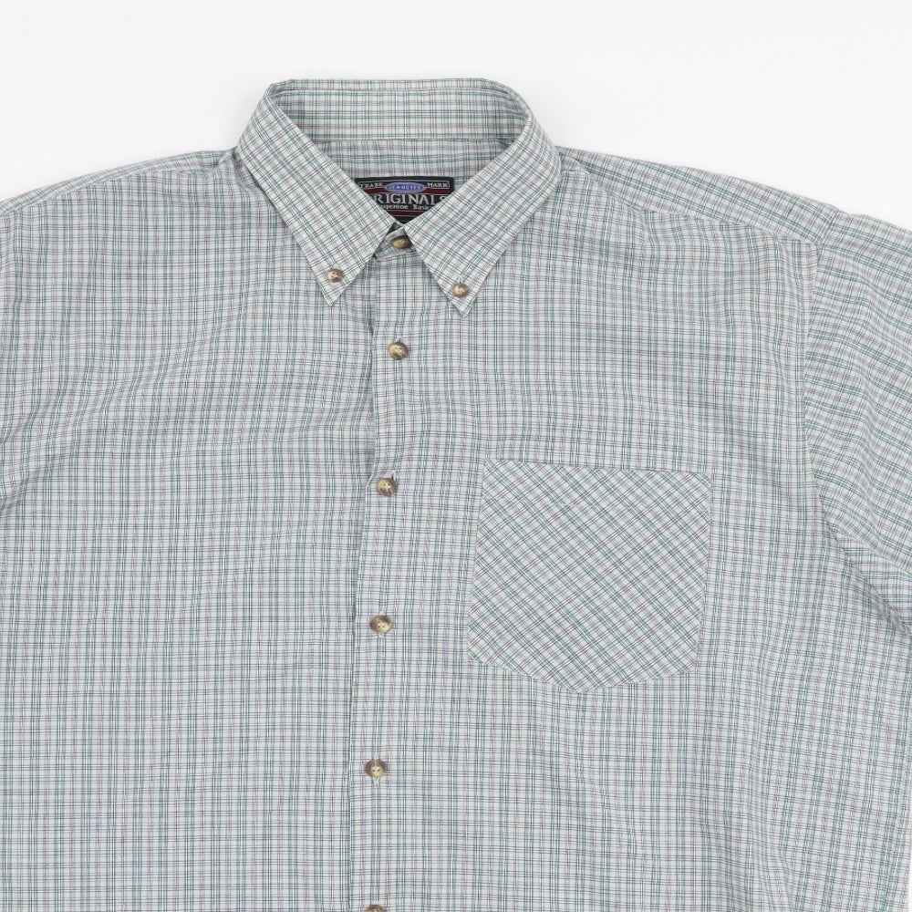 Mens UK Size L Originals Blue  Button-Up Short Sleeve Casual Shirt
