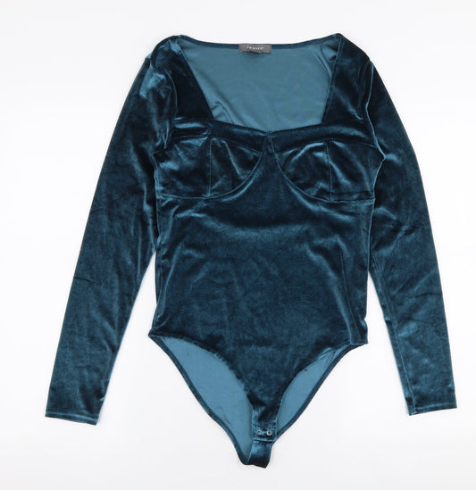 Primark Womens Blue  Polyester Bodysuit One-Piece Size S  Snap