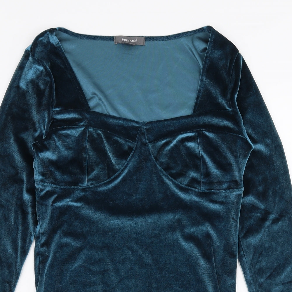 Primark Womens Blue  Polyester Bodysuit One-Piece Size S  Snap