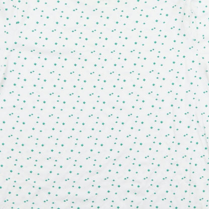 Dunnes Womens White Floral 100% Cotton Jersey T-Shirt Size S Round Neck