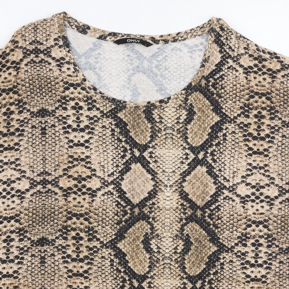 Womens UK Size L Only Beige Jersey T-Shirt