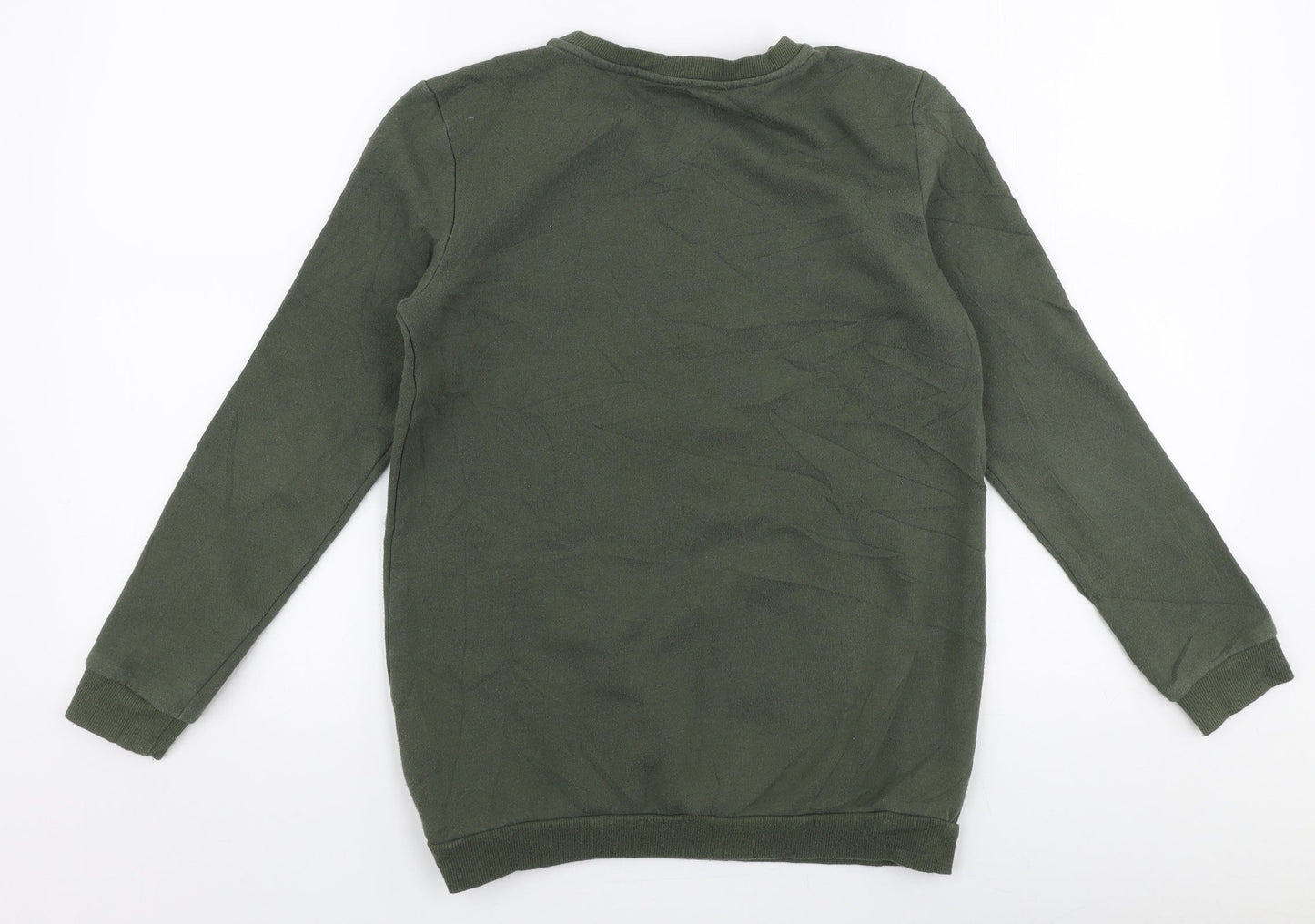 H&M Girls Green  Cotton Pullover Sweatshirt Size 11-12 Years  Pullover - Reversible sequins