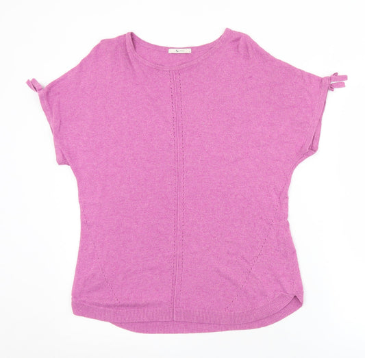 TU Womens Purple Round Neck  Viscose Pullover Jumper Size 8