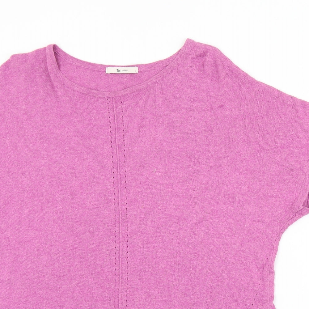 TU Womens Purple Round Neck  Viscose Pullover Jumper Size 8