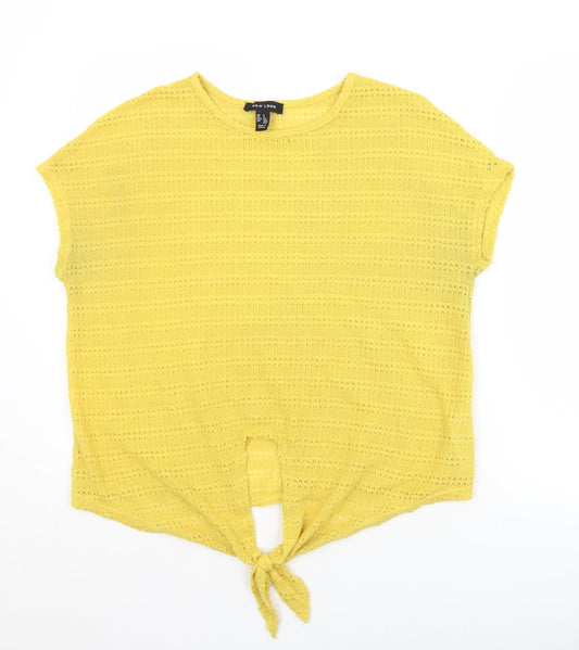 Womens UK Size S New Look Yellow Basic T-Shirt