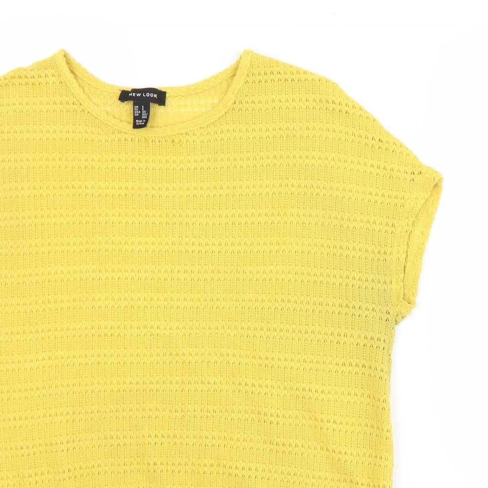 Womens UK Size S New Look Yellow Basic T-Shirt