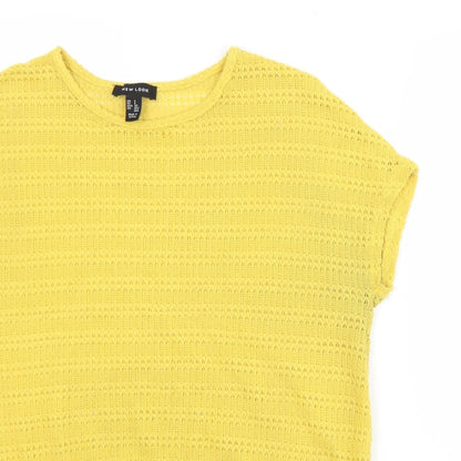 Womens UK Size S New Look Yellow Basic T-Shirt