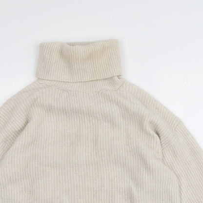 Gallery Womens Beige Roll Neck  Acrylic Pullover Jumper Size M