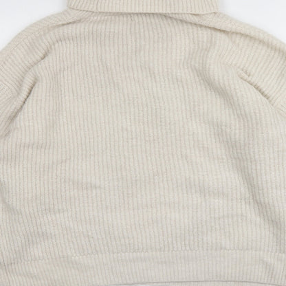 Gallery Womens Beige Roll Neck  Acrylic Pullover Jumper Size M