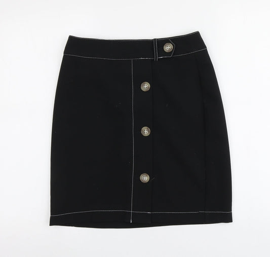 Papaya Womens Black  Polyester A-Line Skirt Size 8