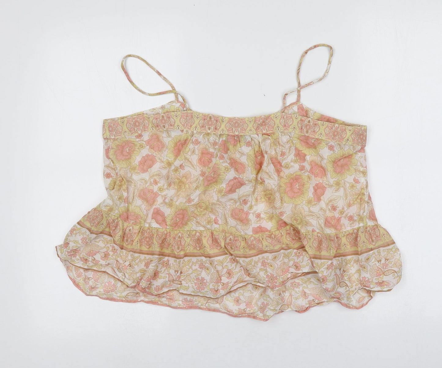 Cotton On Womens Multicoloured Floral 100% Cotton Basic T-Shirt Size 6 Square Neck