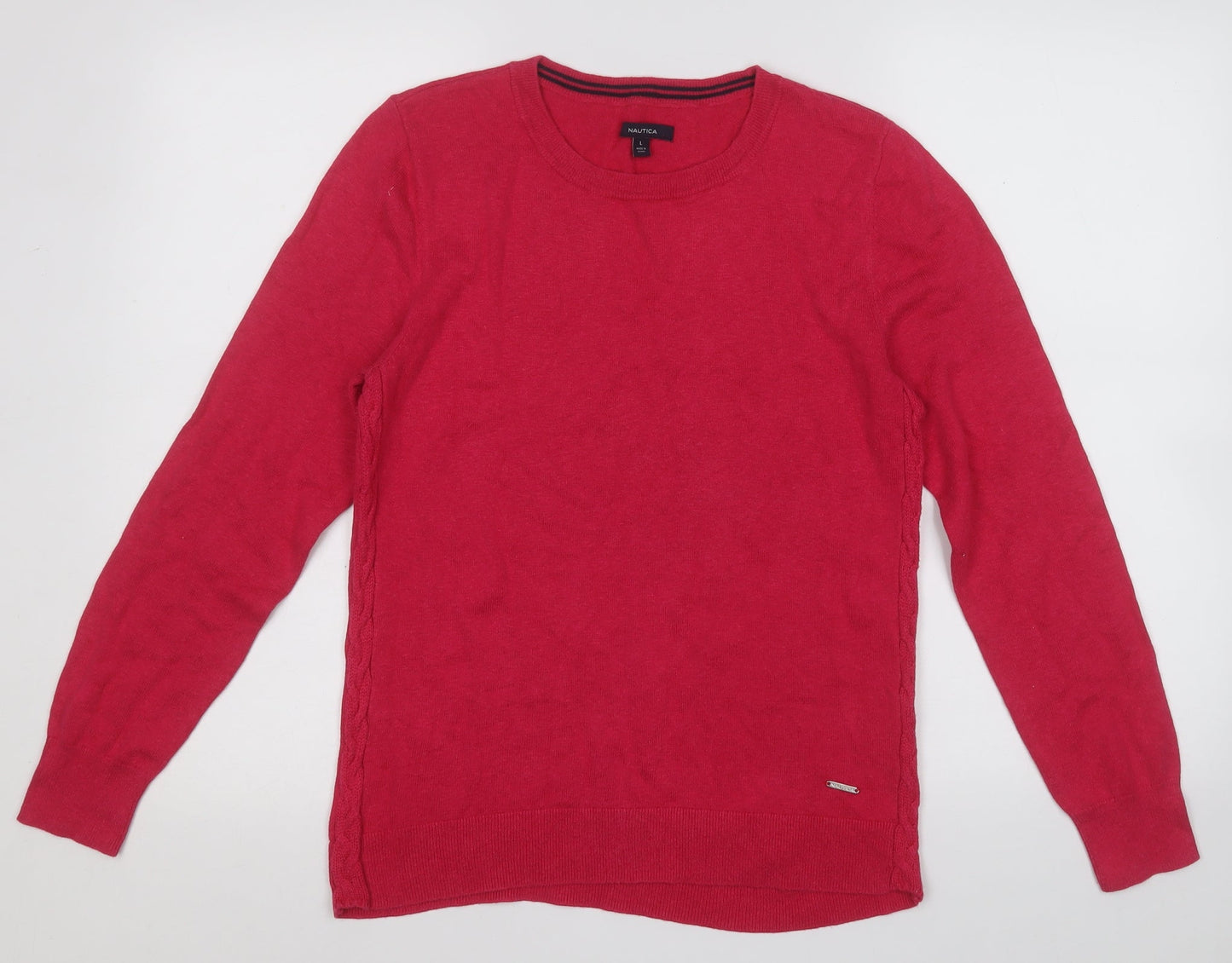 Womens UK Size L Nautica Pink Pullover Jumper