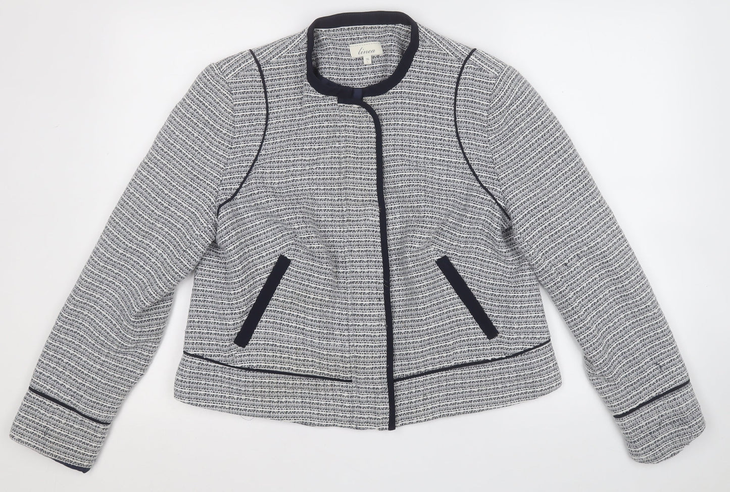 Linea Womens White Geometric  Jacket  Size 16