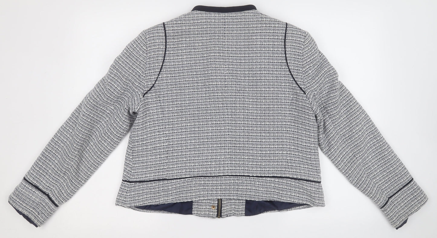 Linea Womens White Geometric  Jacket  Size 16