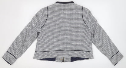 Linea Womens White Geometric  Jacket  Size 16