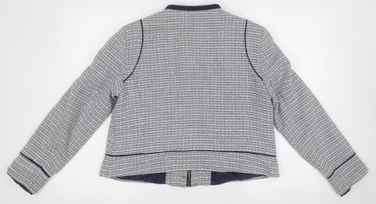 Linea Womens White Geometric  Jacket  Size 16