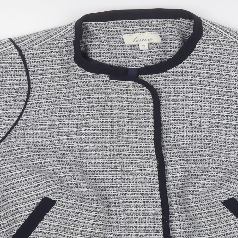 Linea Womens White Geometric  Jacket  Size 16