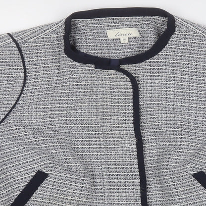 Linea Womens White Geometric  Jacket  Size 16