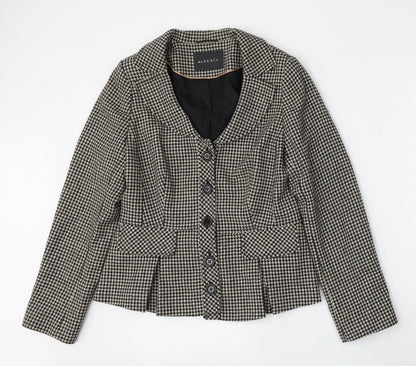 Alex&Co Womens Beige Houndstooth Wool Jacket Blazer Size 10