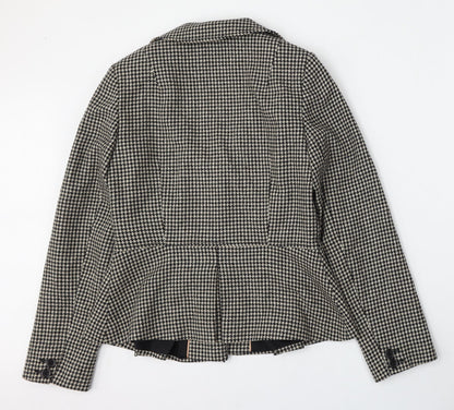 Alex&Co Womens Beige Houndstooth Wool Jacket Blazer Size 10