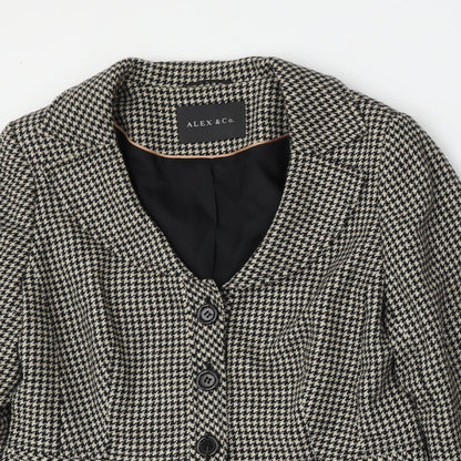Alex&Co Womens Beige Houndstooth Wool Jacket Blazer Size 10