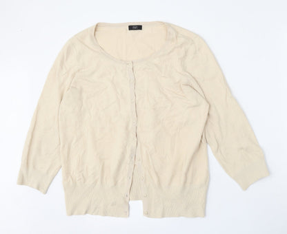 F&F Womens Beige Round Neck  Cotton Cardigan Jumper Size 18