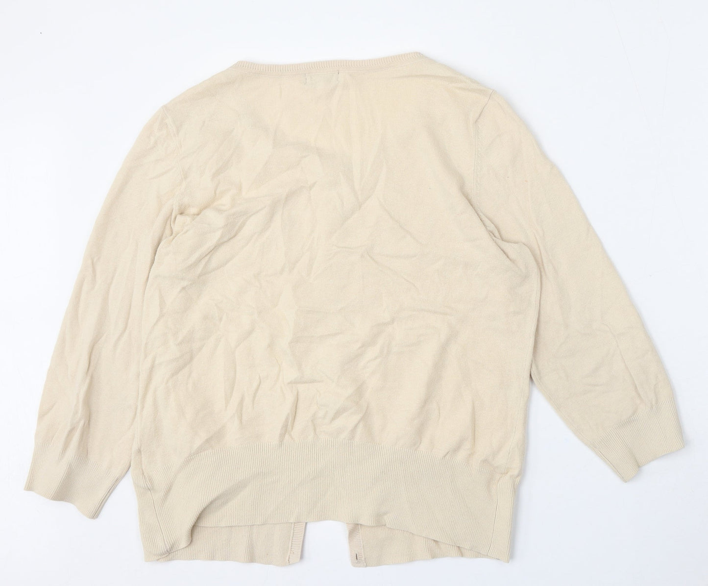 F&F Womens Beige Round Neck  Cotton Cardigan Jumper Size 18