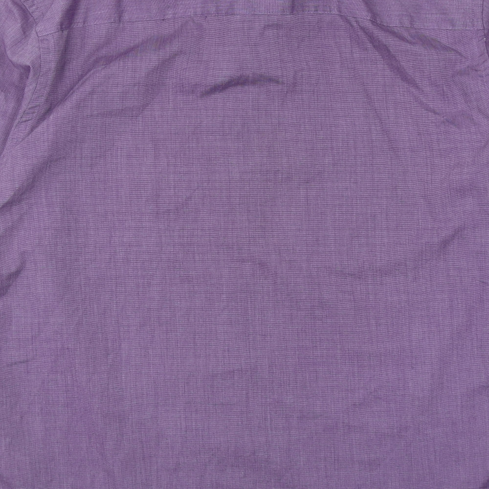 F&F Mens Purple  Polyester  Button-Up Size 15.5 Collared Button