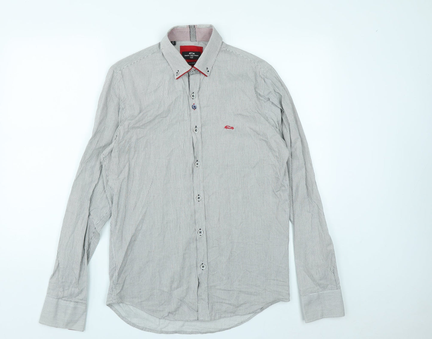 Mens UK Size S Dario Beltran Grey  Button-Up Long Sleeve Casual Shirt
