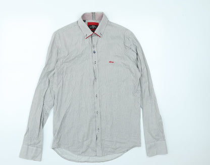 Mens UK Size S Dario Beltran Grey  Button-Up Long Sleeve Casual Shirt