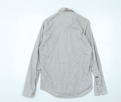 Mens UK Size S Dario Beltran Grey  Button-Up Long Sleeve Casual Shirt