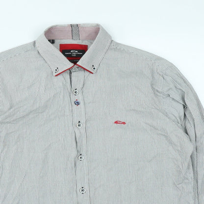 Mens UK Size S Dario Beltran Grey  Button-Up Long Sleeve Casual Shirt