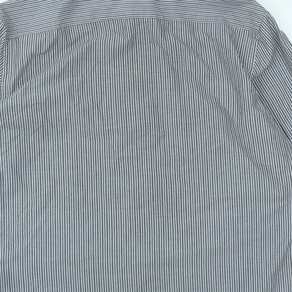 F&F Mens Multicoloured Striped Polyester  Button-Up Size 15.5 Collared Button