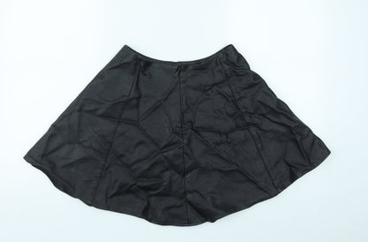 Primark Girls Black  Viscose Skater Skirt Size 13-14 Years  Regular Zip
