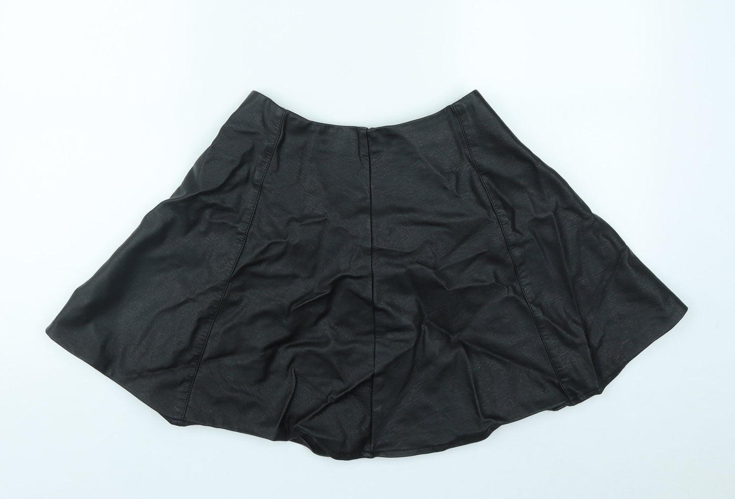 Primark Girls Black  Viscose Skater Skirt Size 13-14 Years  Regular Zip