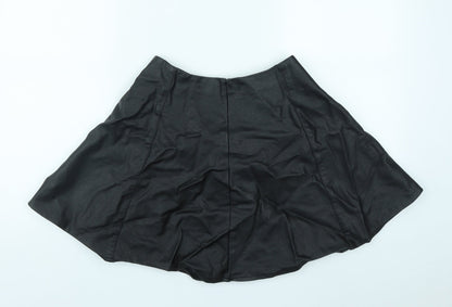Primark Girls Black  Viscose Skater Skirt Size 13-14 Years  Regular Zip