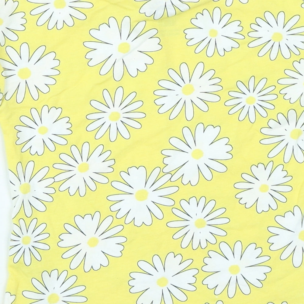 F&F Girls Yellow Floral Cotton Basic Casual Size 18-24 Months Round Neck