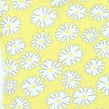 F&F Girls Yellow Floral Cotton Basic Casual Size 18-24 Months Round Neck